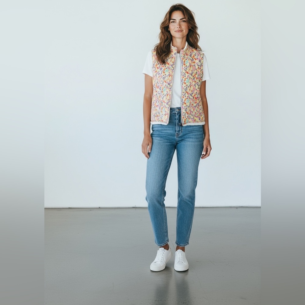 Matilda Jane reversible whimsical Floral Sherpa Vest - Picture 3 of 10